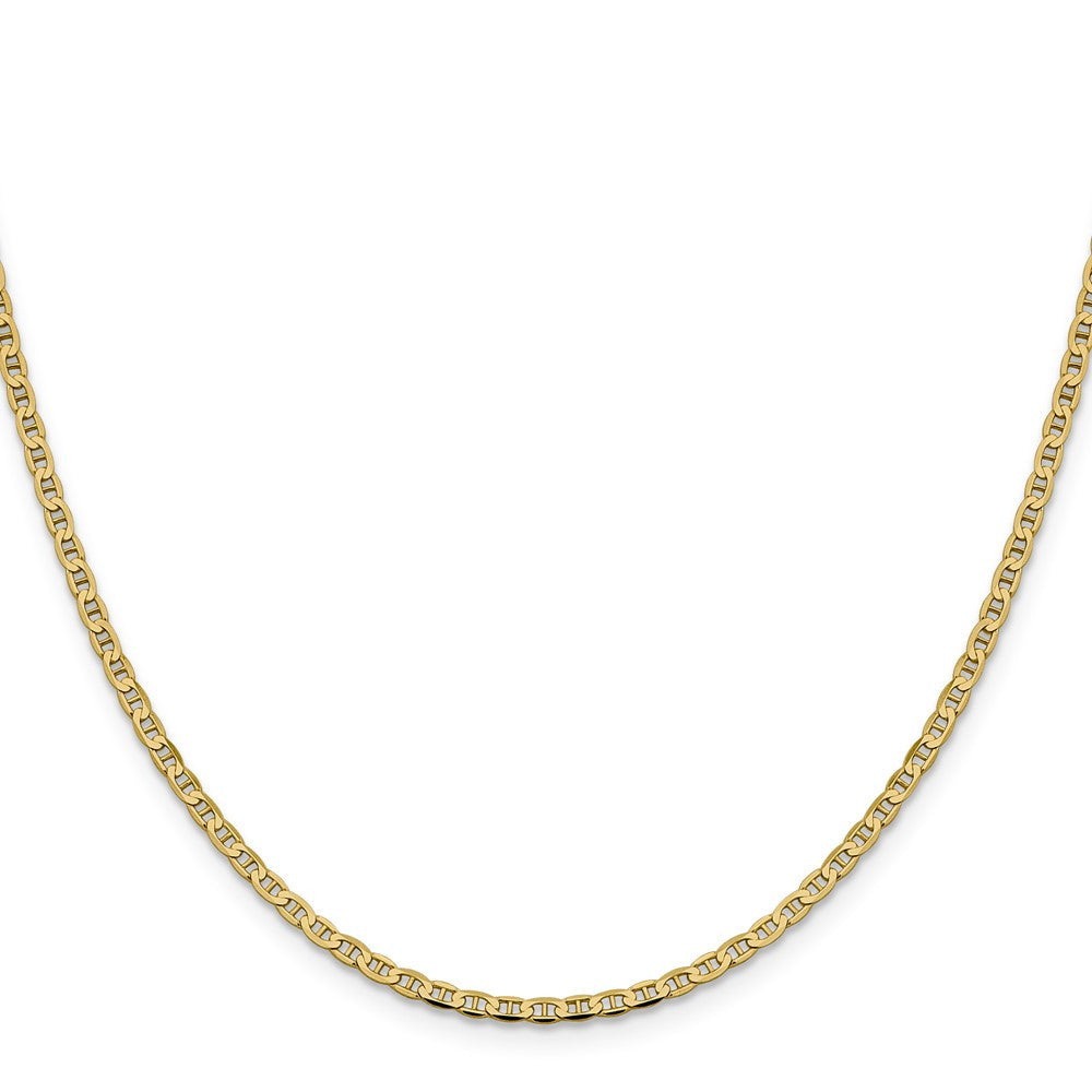 14k Yellow Gold 2.4mm Concave Anchor with Lobster Clasp Chain Necklace 18"