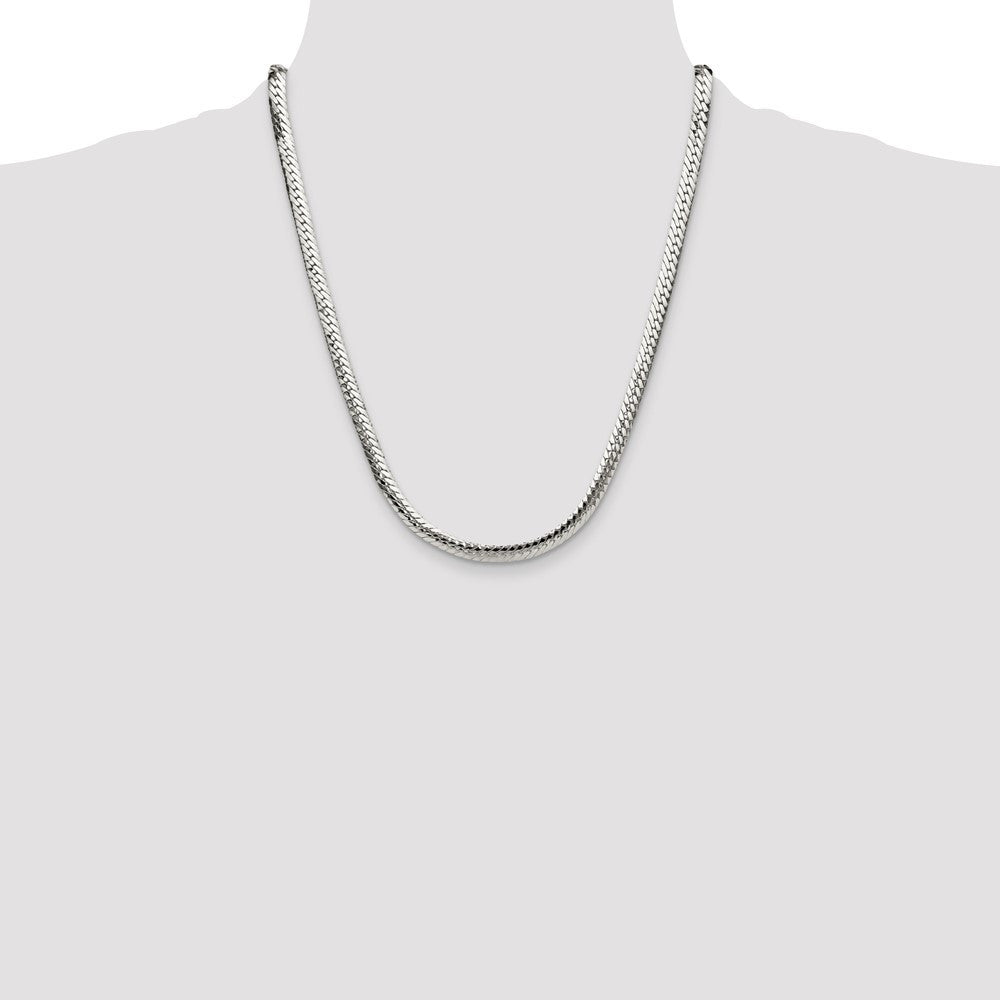 Sterling Silver Polished 6.25mm Double Oval Flat Chain Necklace 22"