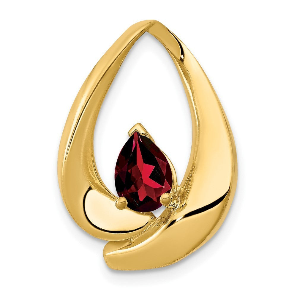 14k Yellow Gold 7x5mm Pear Garnet Slide