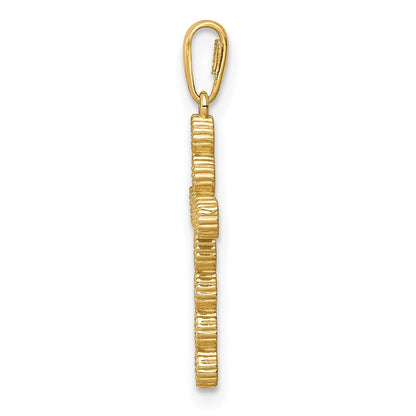 14k Yellow Gold CZ Cross Pendant