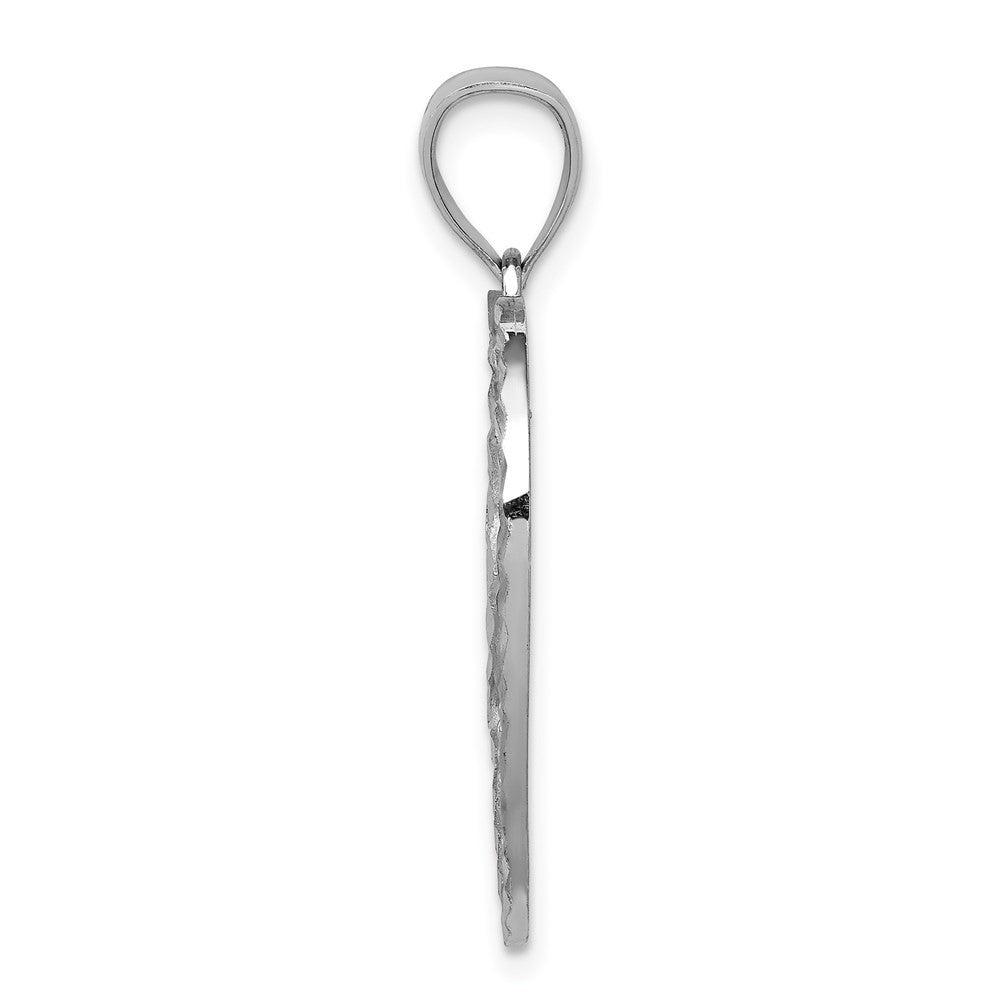 14k White Gold Diamond-cut Heart Pendant