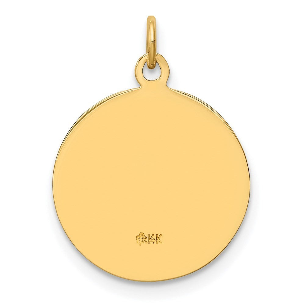 14k Yellow Gold Solid Polished/Satin Small Round St. Michael Medal