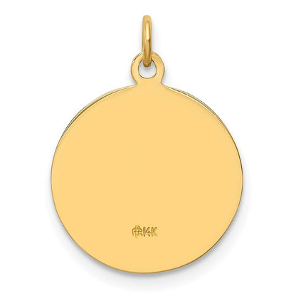 14k Yellow Gold Solid Polished/Satin Small Round St. Michael Medal