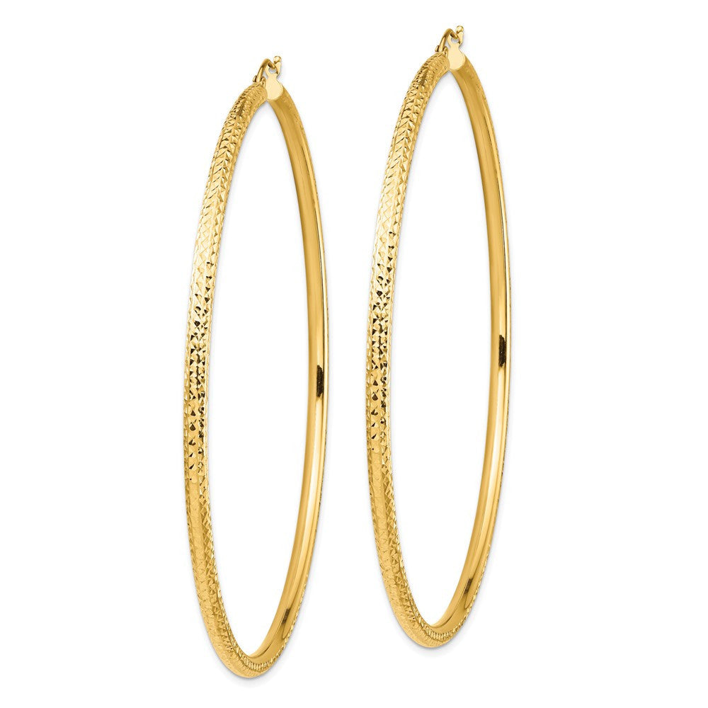 14k Yellow Gold Lightweight 3mm Diamond-cut Hoop Earrings
