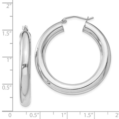 Sterling Silver Rhodium-plated 5mm Round Hoop Earrings