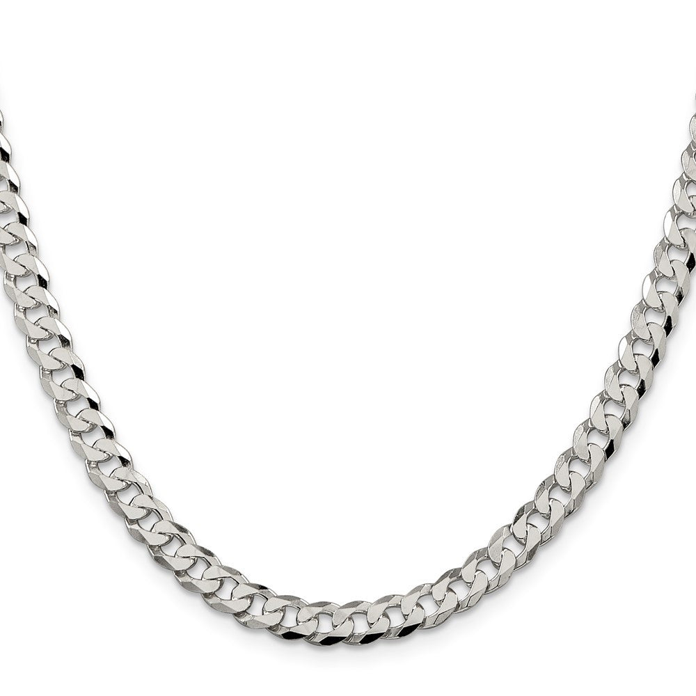 Sterling Silver 6mm Beveled Curb Chain Necklace 24"