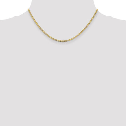 14k Yellow Gold 2.4mm Concave Anchor with Lobster Clasp Chain Necklace 16"
