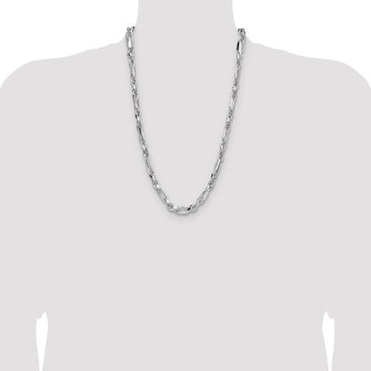 Sterling Silver 7mm Diamond-Cut Figarope Chain Necklace 26"