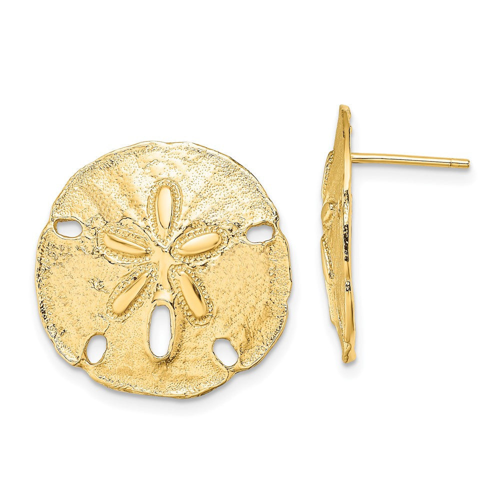 14k Yellow Gold Polished Sand Dollar Stud Earrings