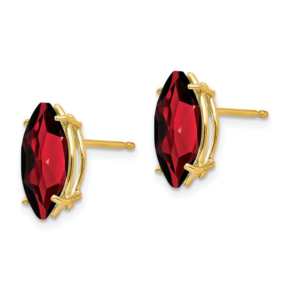 14k Yellow Gold Garnet Marquise Earring