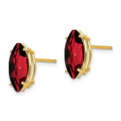 14k Yellow Gold Garnet Marquise Earring