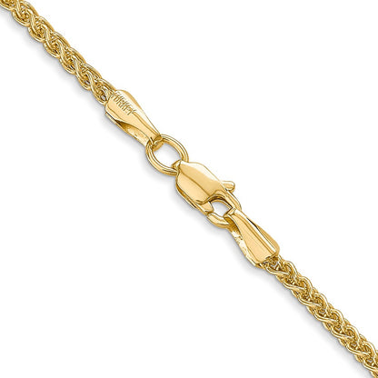 14k Yellow Gold 2mm Semi-Solid Wheat with Lobster Clasp Chain Necklace 20"