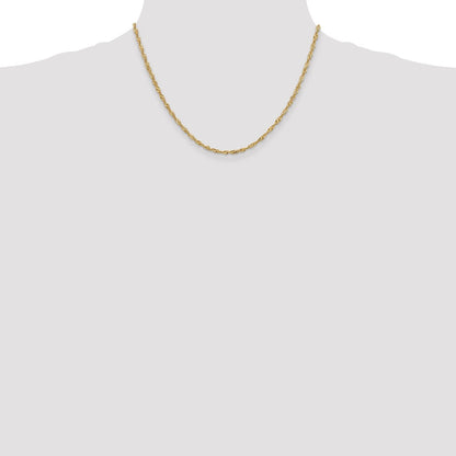 14k Yellow Gold 2mm Singapore with Lobster Clasp Chain Necklace 18"