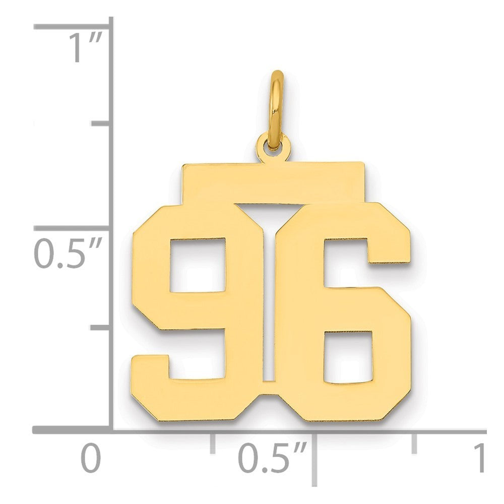 14k Yellow Gold Medium Polished Number 96 Charm Pendant