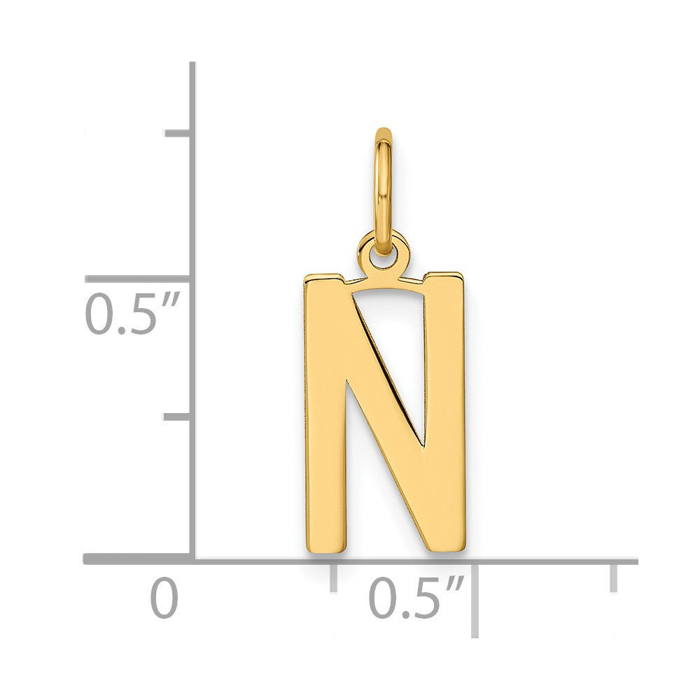 14k Yellow Gold Letter N Initial Pendant