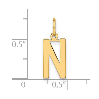 14k Yellow Gold Letter N Initial Pendant