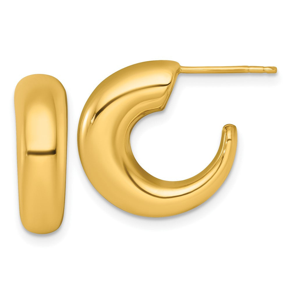 14k Yellow Gold Polished Tapered Hollow C-Hoop Earrings