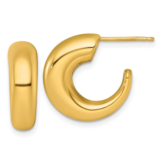 14k Yellow Gold Polished Tapered Hollow C-Hoop Earrings