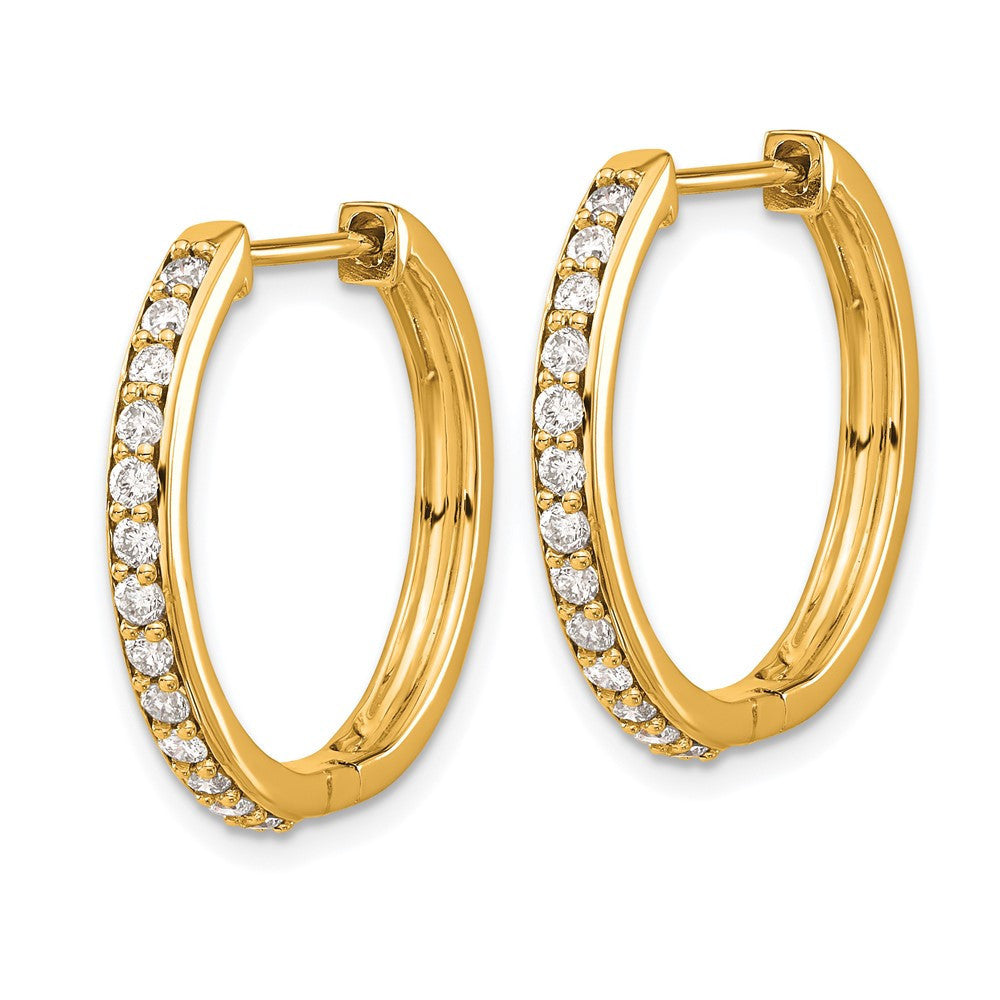 14k Yellow Gold Diamond Hinged Hoop Earrings