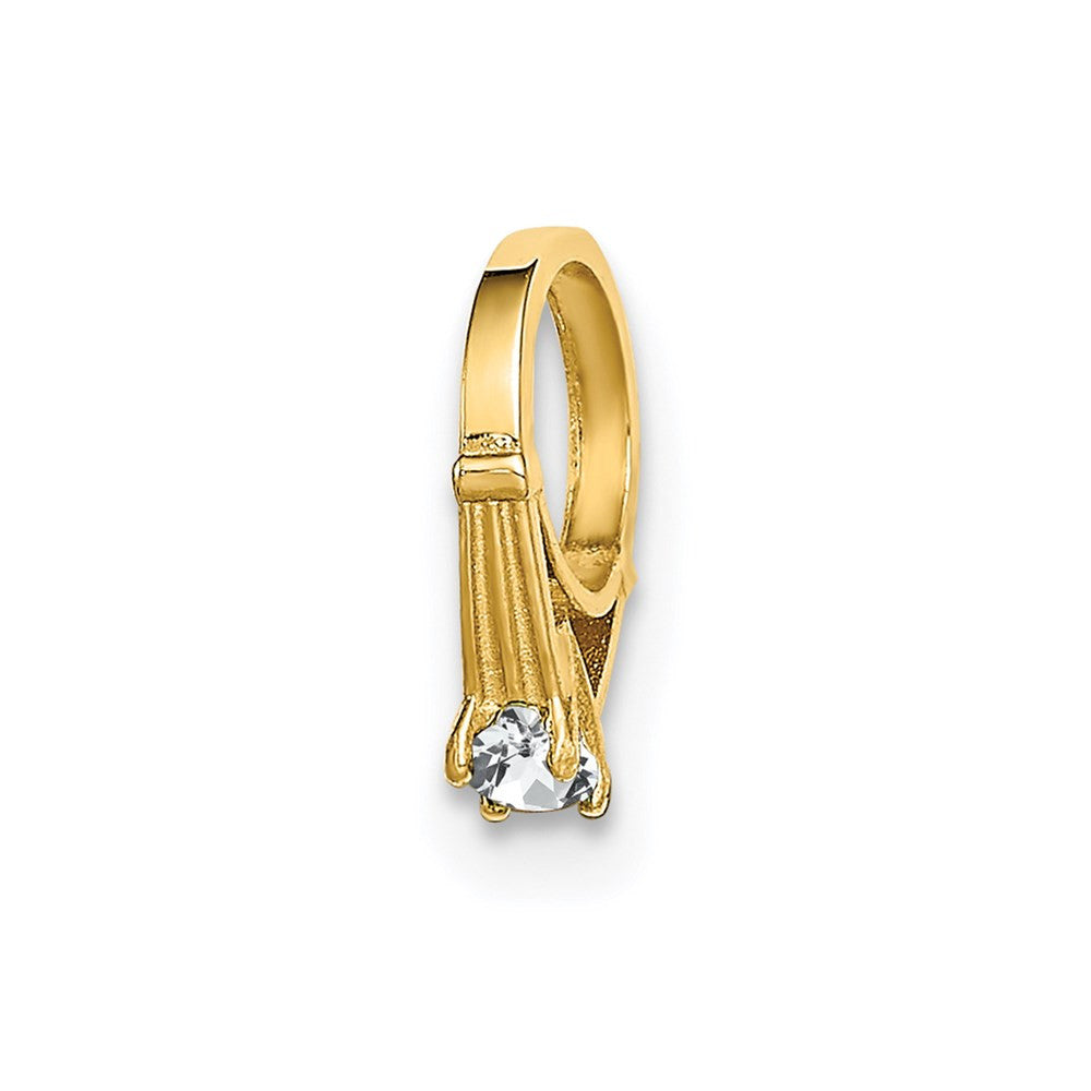 14k Yellow Gold 3D Ring with White CZ Charm Pendant