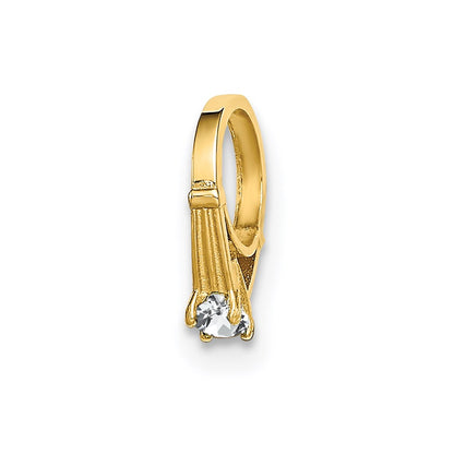 14k Yellow Gold 3D Ring with White CZ Charm Pendant