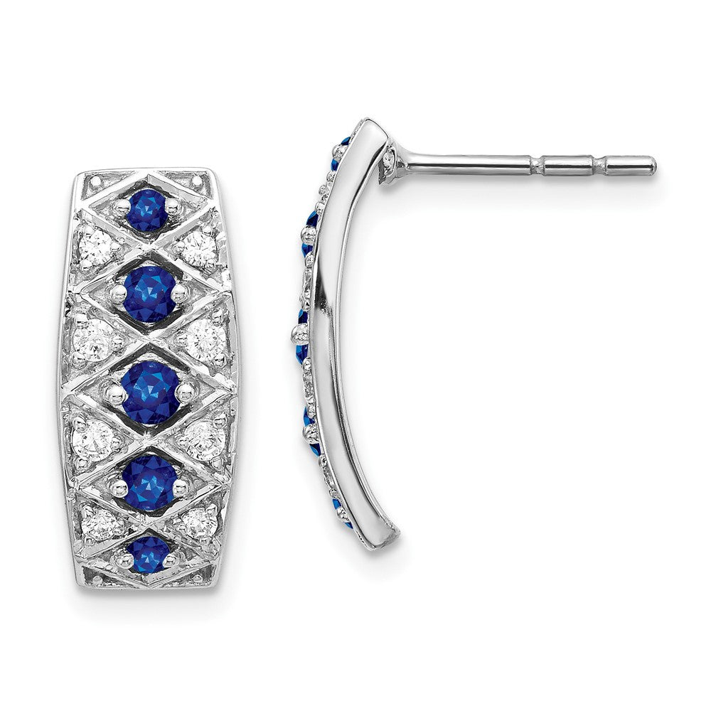 14k White Gold Diamond and Sapphire Fancy Drop & Dangle Earrings