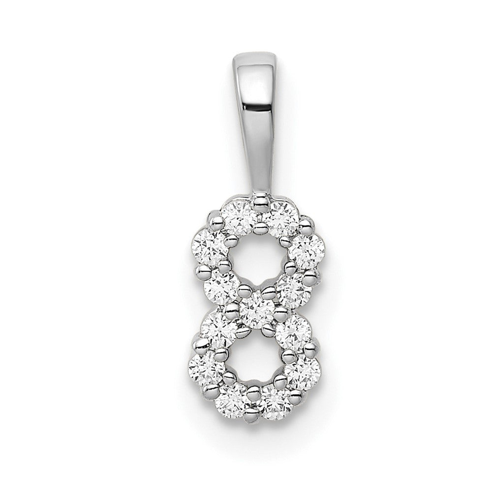 14k White Gold Diamond Number 8 Pendant