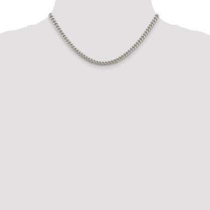 Sterling Silver 5mm Domed w/ Side Diamond-Cut Curb Chain Necklace 16"