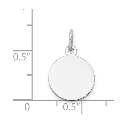 14k White Gold Round Disc Charm Pendant