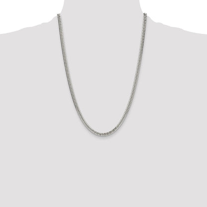 Sterling Silver Polished 4.8mm Double Diamond-cut Curb Chain Necklace 24"