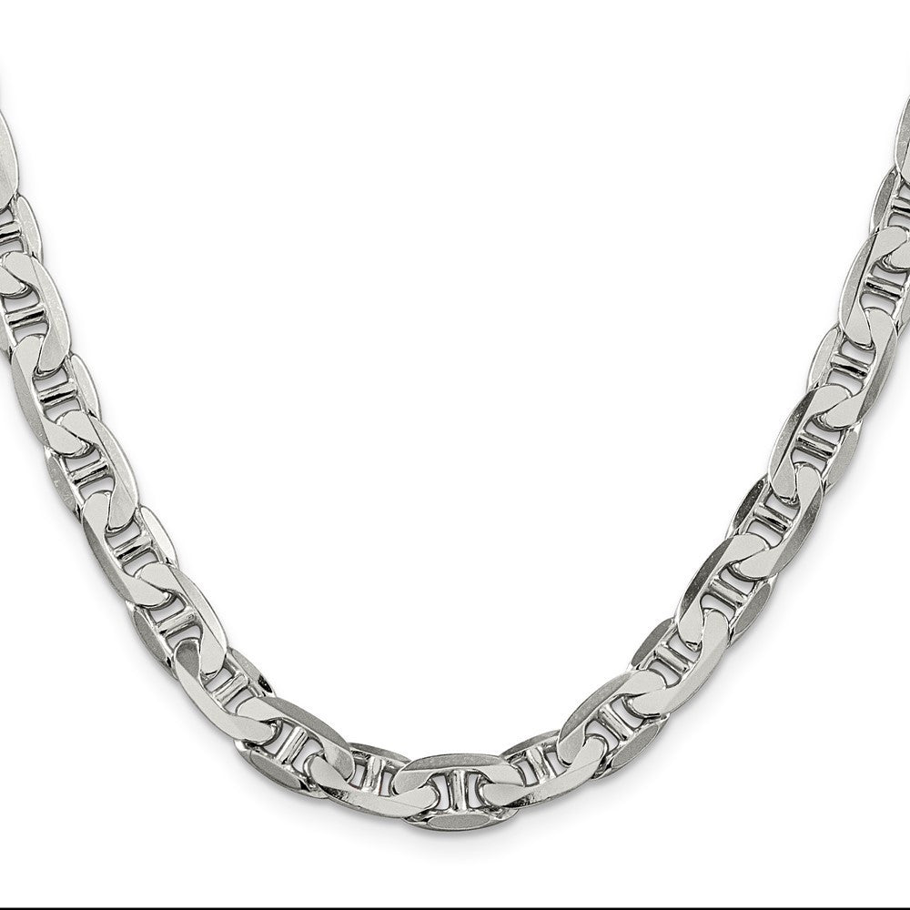 Sterling Silver 7mm Flat Anchor Chain Necklace 18"