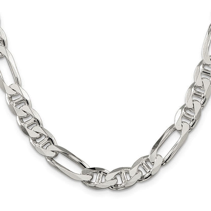 Sterling Silver 8.75mm Figaro Anchor Chain Necklace 22"