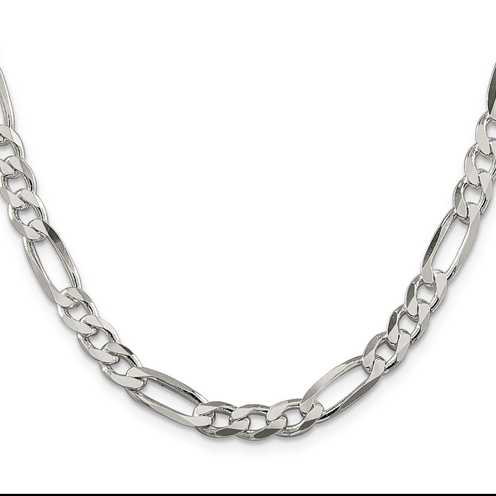 Sterling Silver 6.75mm Figaro Chain Necklace 22"