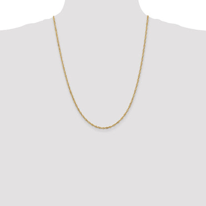 14k Yellow Gold 2mm Singapore with Lobster Clasp Chain Necklace 24"