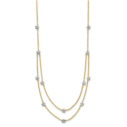 14K Two Tone Double Chain Star Necklace Necklace 18"