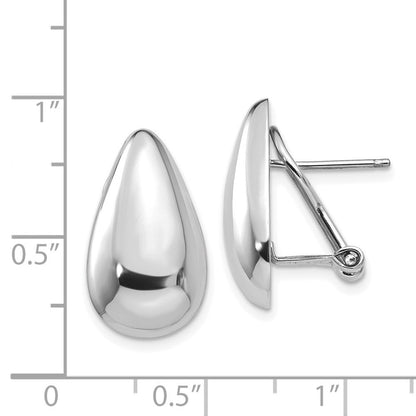 14k White Gold Tear Drop Omega Back Stud Earrings