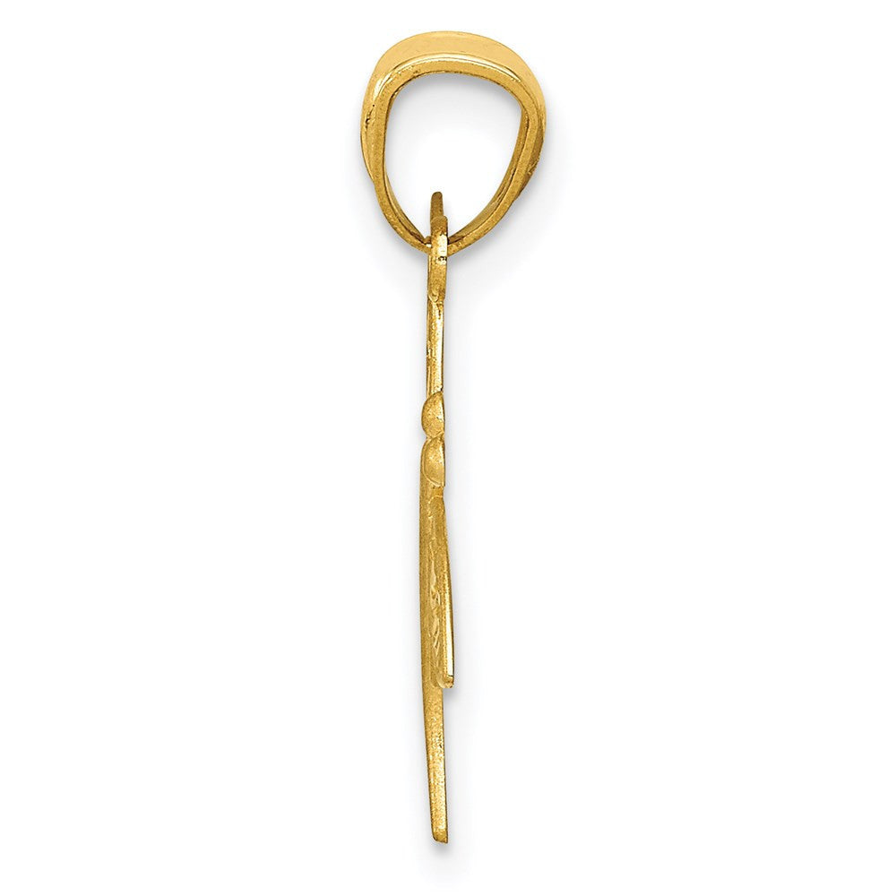 14k Yellow Gold Satin Diamond-cut Dragonfly Pendant