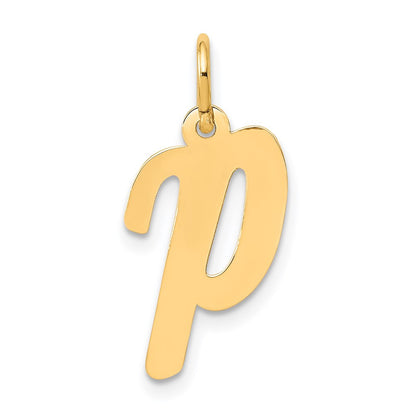 14k Yellow Gold Medium Script Letter P Initial Charm Pendant