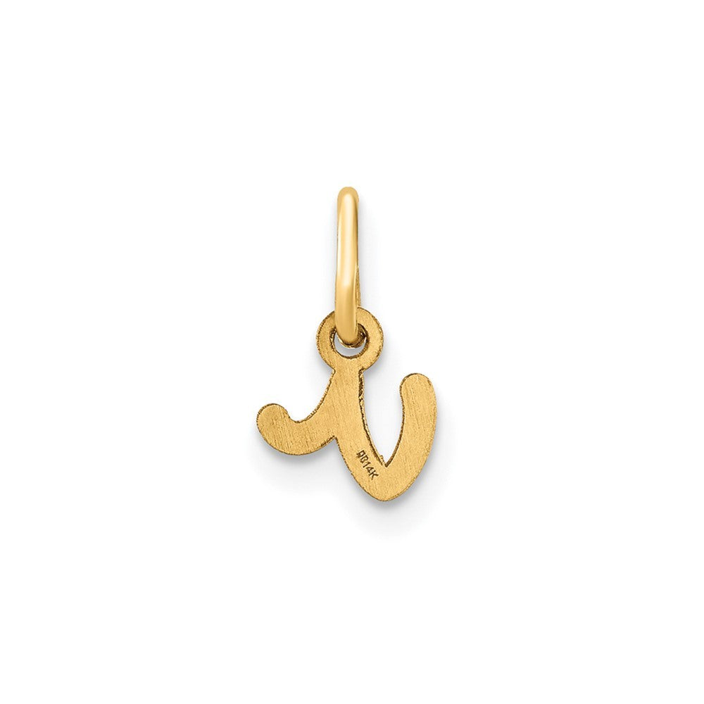 14k Yellow Gold Lower case Letter V Initial Charm Pendant