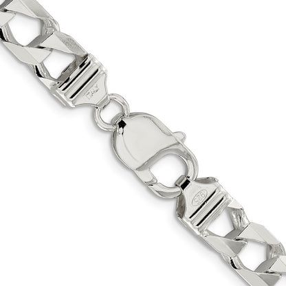 Sterling Silver 8.6mm Diamond-Cut Square Curb Chain Necklace 22"