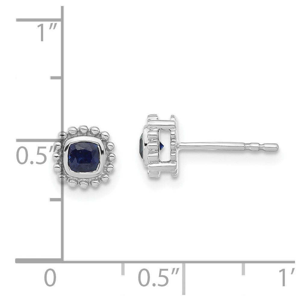 14k White Gold Cushion Sapphire Stud Earrings
