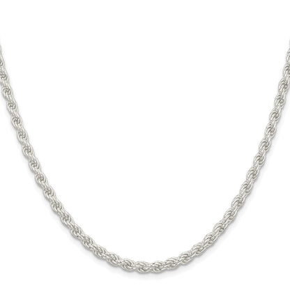 Sterling Silver Rhodium-plated 4.5mm Solid Rope Chain Necklace 20"