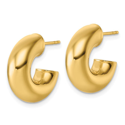 14k Yellow Gold Polished 6.00 x 17mm Tube C-Hoop Earrings