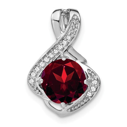 14k White Gold Garnet and Diamond Pendant