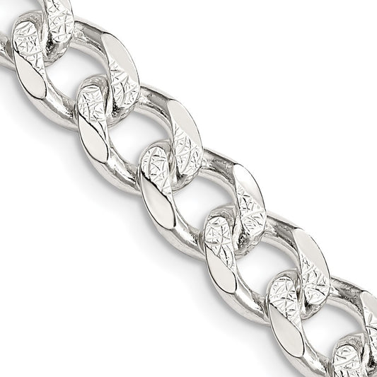 Sterling Silver 8.3mm Pav� Curb Chain Necklace 22"