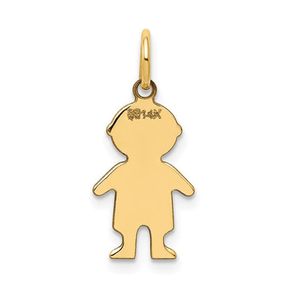14k Yellow Gold .018 Depth Engravable Boy Charm Pendant