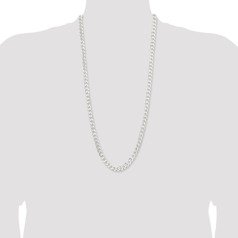 Sterling Silver 7.5mm Curb Chain Necklace 30"