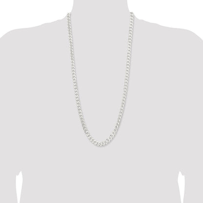 Sterling Silver 7.5mm Curb Chain Necklace 30"
