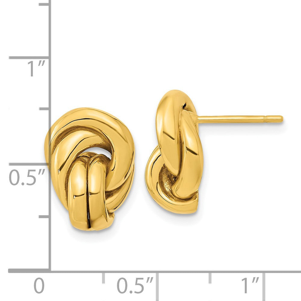 14k Yellow Gold Polished Love Knot Hollow Stud Earrings
