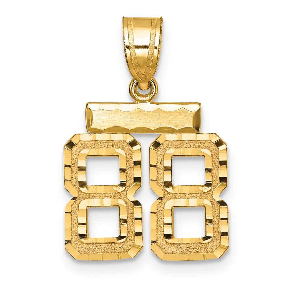 14k Yellow Gold Small Brushed Diamond-cut Number 88 Charm Pendant